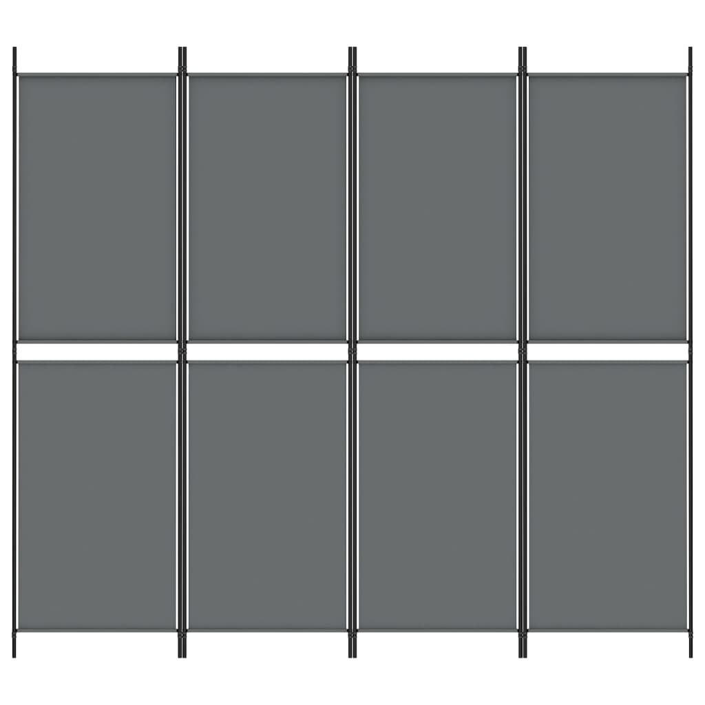 4-tlg. Paravent Anthrazit 200x180 cm Stoff