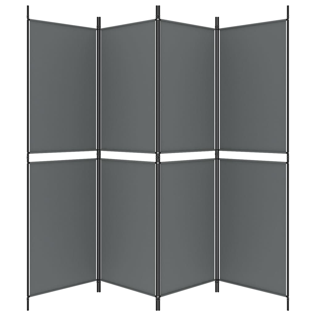4-tlg. Paravent Anthrazit 200x180 cm Stoff