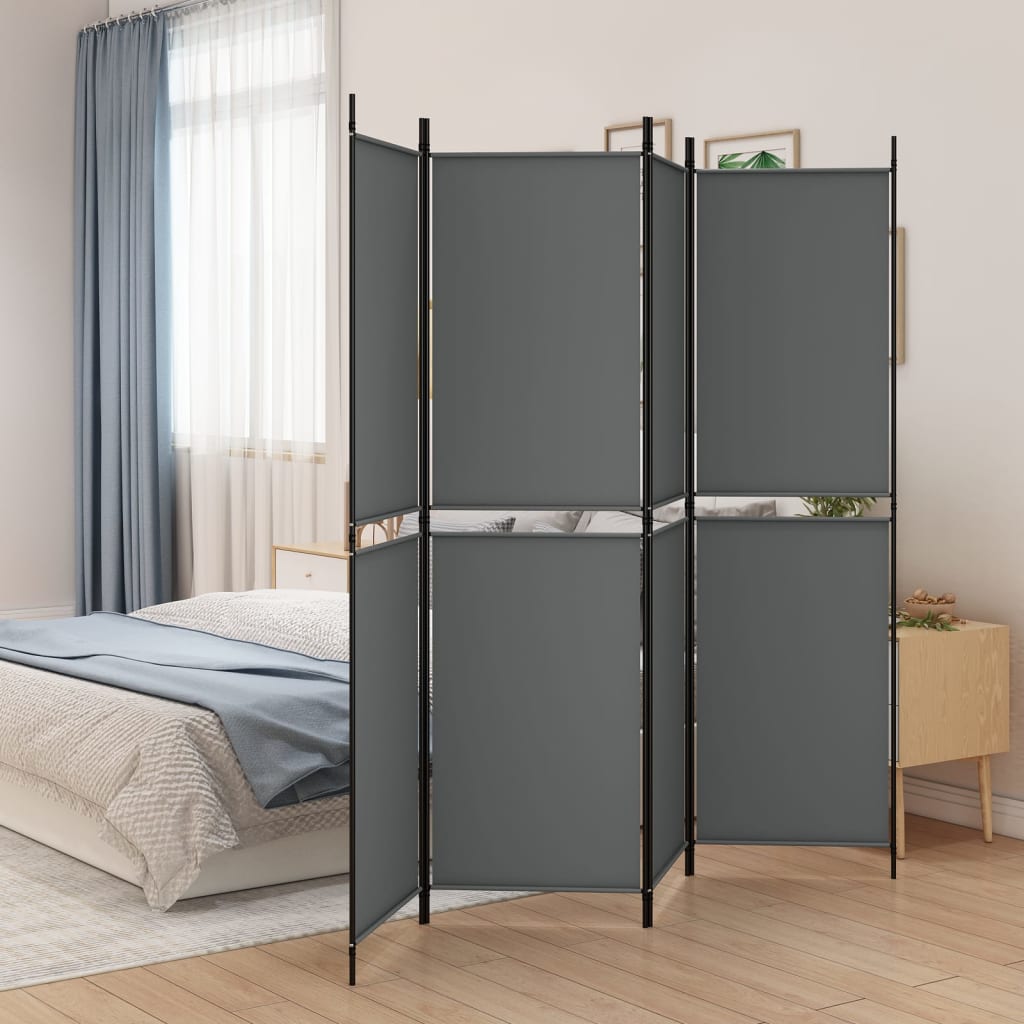 4-tlg. Paravent Anthrazit 200x180 cm Stoff