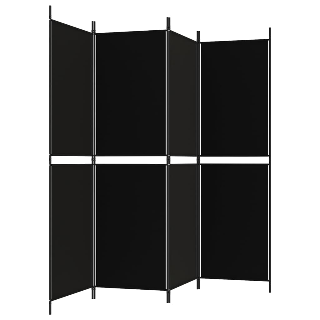 4-tlg. Paravent Schwarz 200x180 cm Stoff