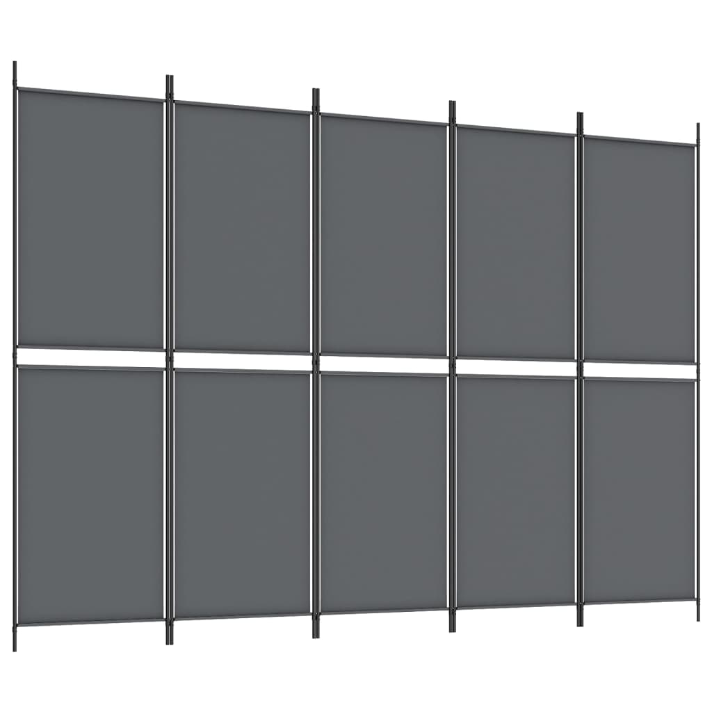5-tlg. Paravent Anthrazit 250x180 cm Stoff