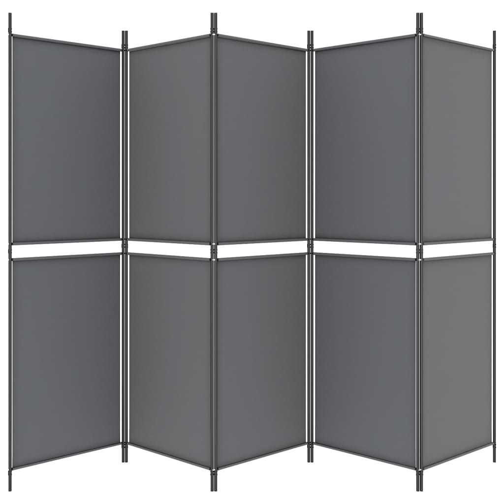 5-tlg. Paravent Anthrazit 250x180 cm Stoff