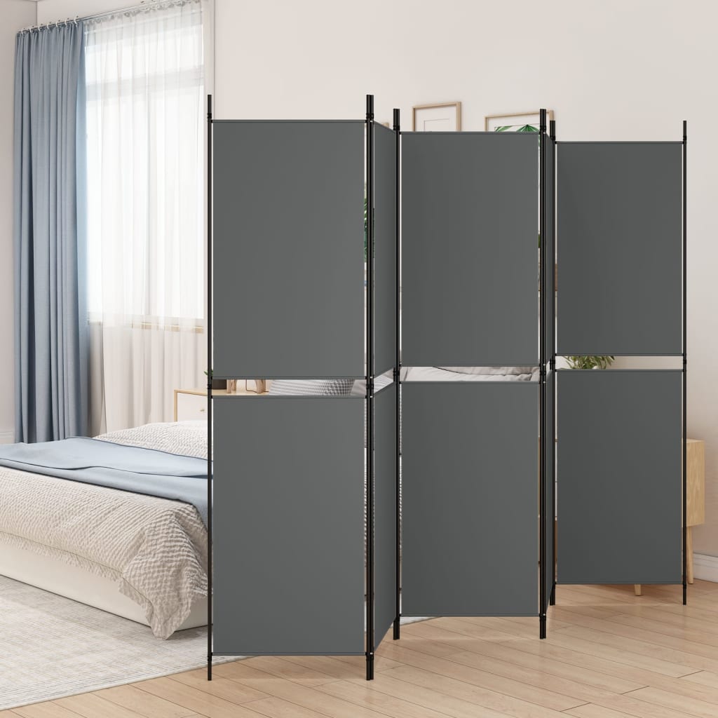 5-tlg. Paravent Anthrazit 250x180 cm Stoff