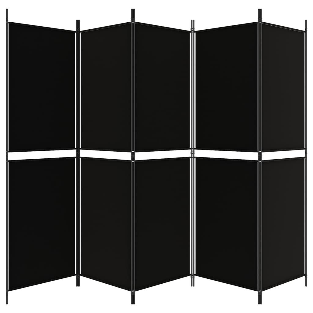 5-tlg. Paravent Schwarz 250x180 cm Stoff