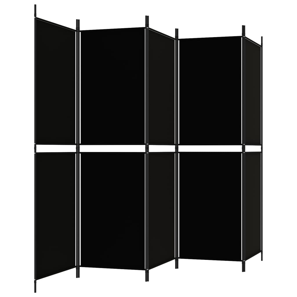 5-tlg. Paravent Schwarz 250x180 cm Stoff