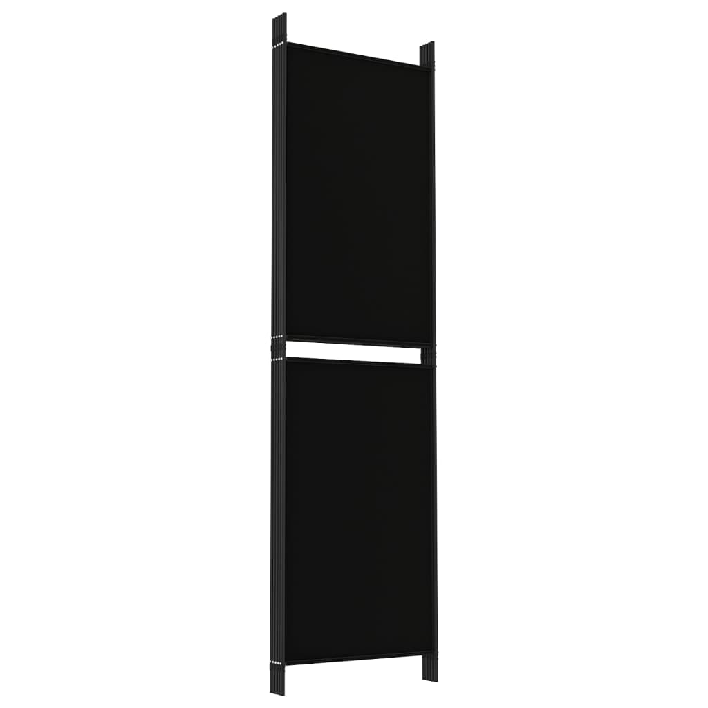 5-tlg. Paravent Schwarz 250x180 cm Stoff