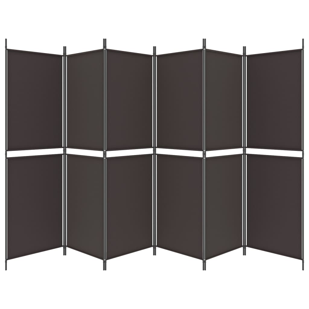 6-tlg. Paravent Braun 300x180 cm Stoff