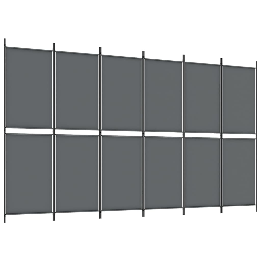 6-tlg. Paravent Anthrazit 300x180 cm Stoff