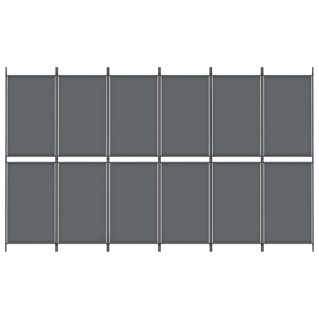 6-tlg. Paravent Anthrazit 300x180 cm Stoff