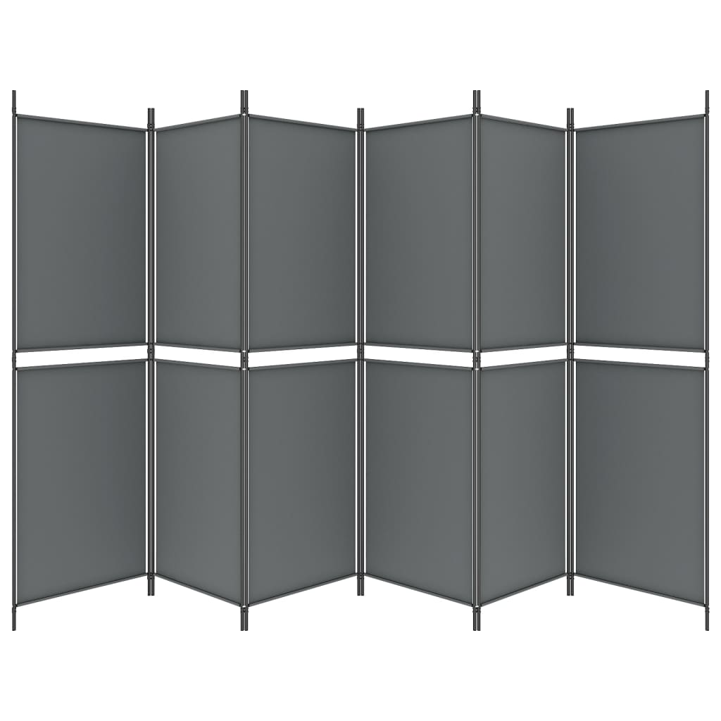 6-tlg. Paravent Anthrazit 300x180 cm Stoff