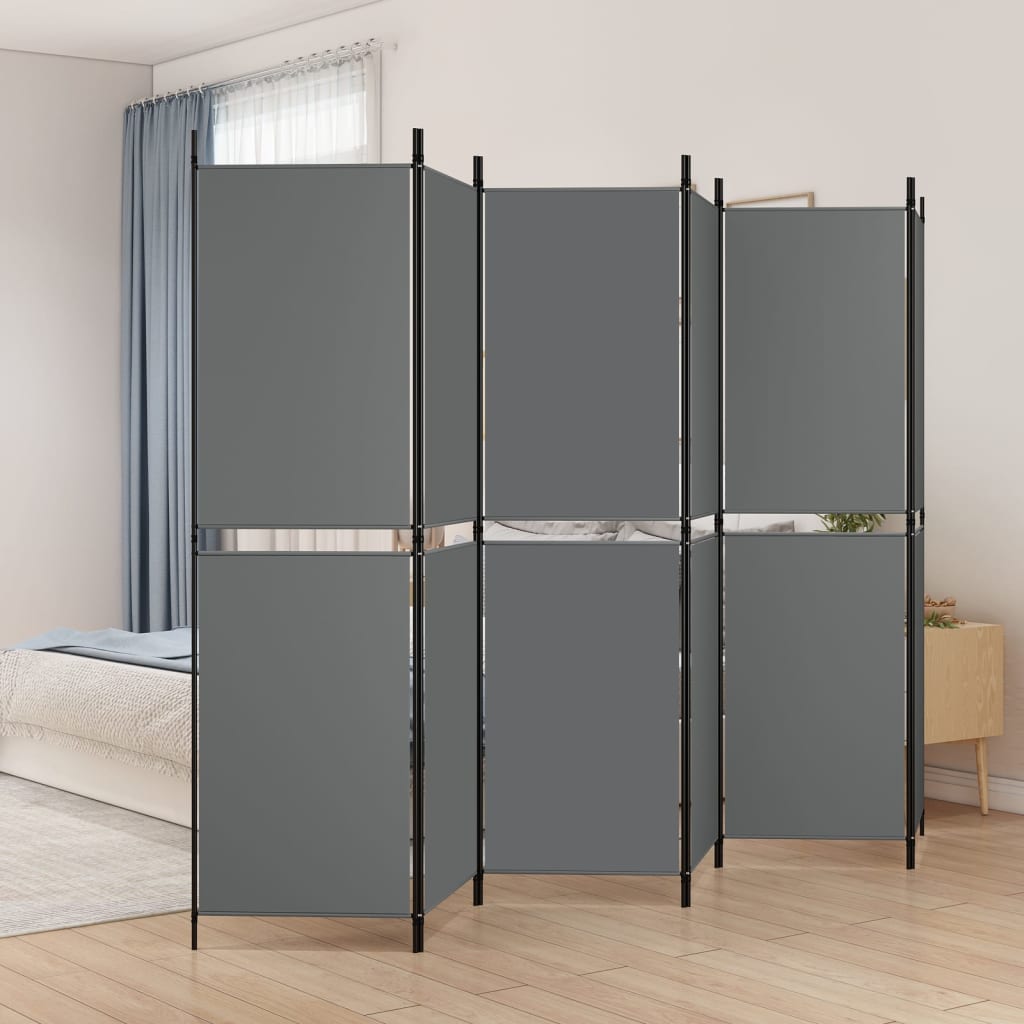 6-tlg. Paravent Anthrazit 300x180 cm Stoff