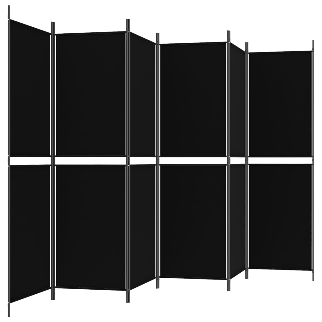 6-tlg. Paravent Schwarz 300x180 cm Stoff