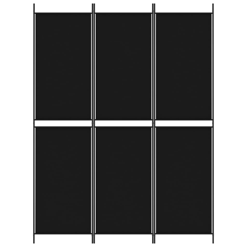 3-tlg. Paravent Schwarz 150x200 cm Stoff