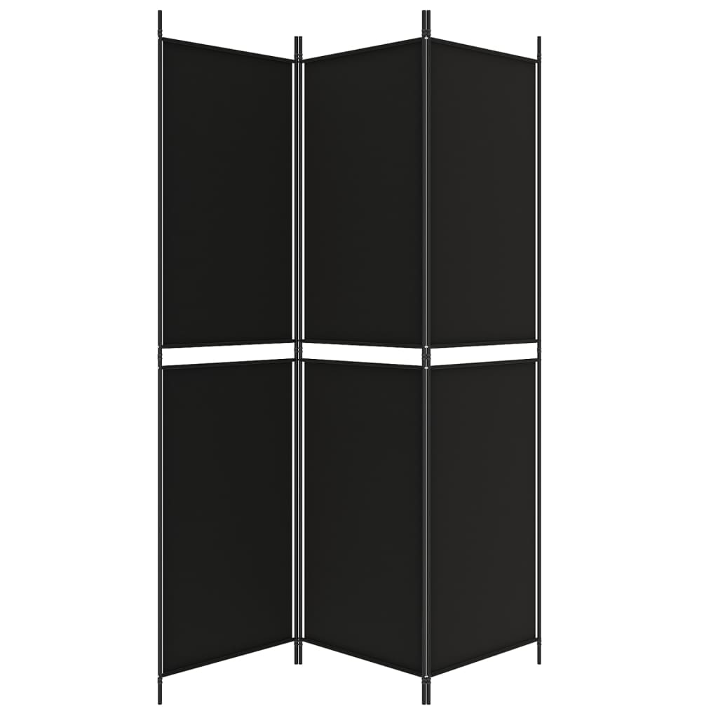 3-tlg. Paravent Schwarz 150x200 cm Stoff