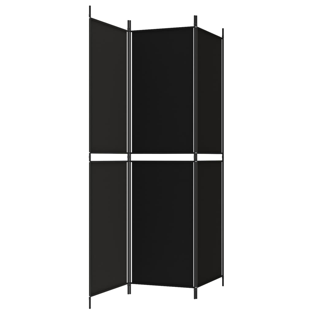 3-tlg. Paravent Schwarz 150x200 cm Stoff