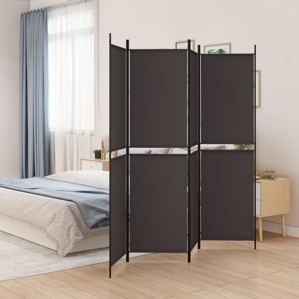 4-tlg. Paravent Braun 200x200 cm Stoff