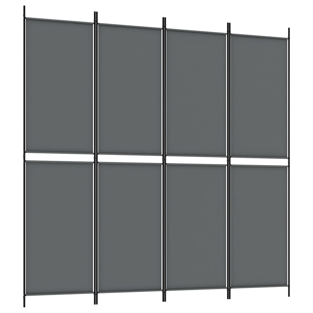4-tlg. Paravent Anthrazit 200x200 cm Stoff