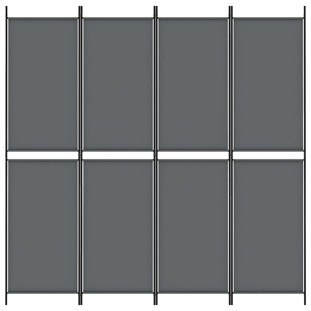 4-tlg. Paravent Anthrazit 200x200 cm Stoff