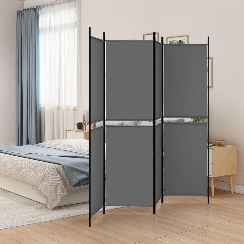 4-tlg. Paravent Anthrazit 200x200 cm Stoff