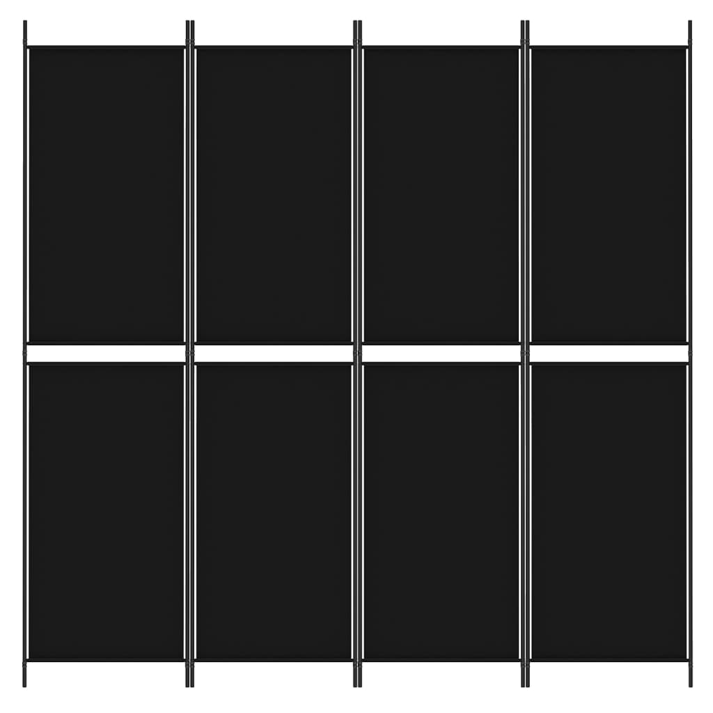 4-tlg. Paravent Schwarz 200x200 cm Stoff
