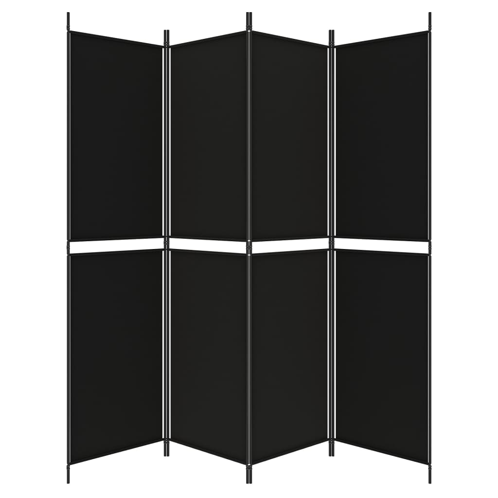 4-tlg. Paravent Schwarz 200x200 cm Stoff