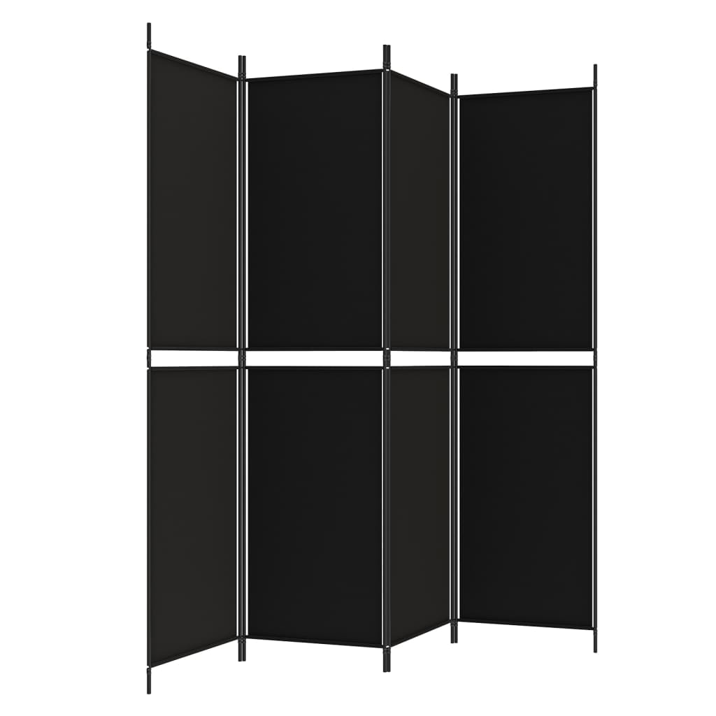 4-tlg. Paravent Schwarz 200x200 cm Stoff