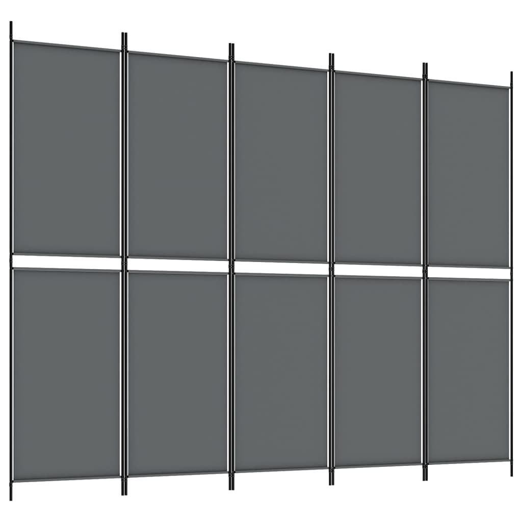 5-tlg. Paravent Anthrazit 250x200 cm Stoff