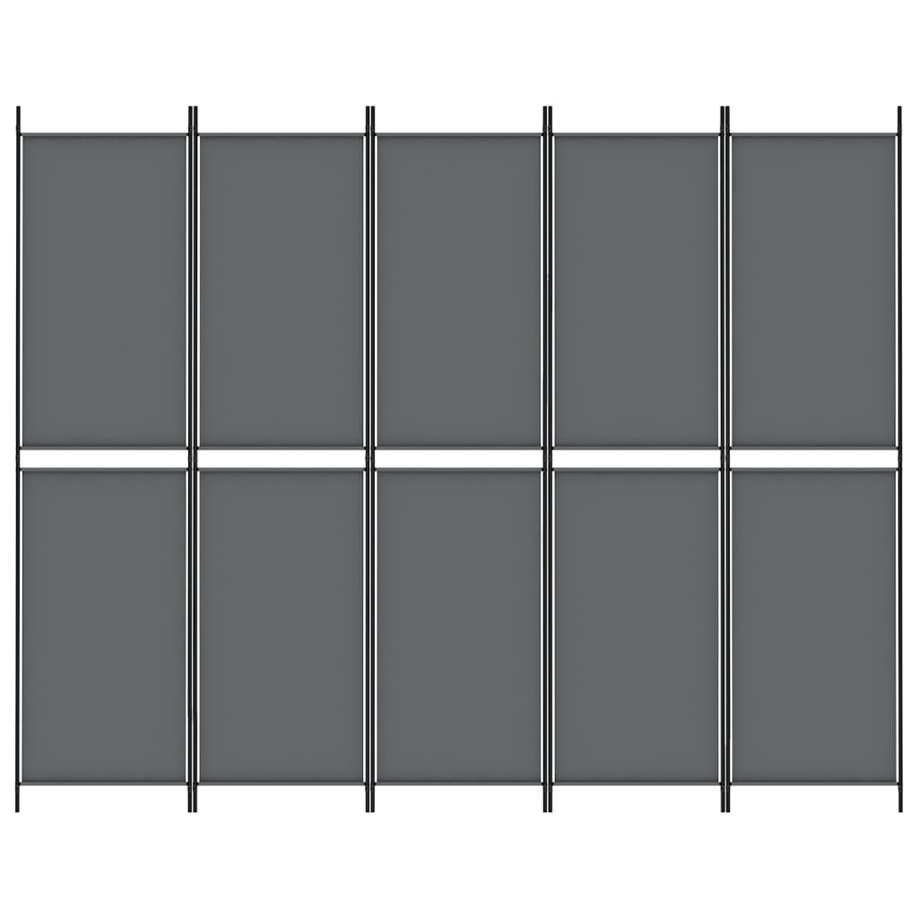 5-tlg. Paravent Anthrazit 250x200 cm Stoff
