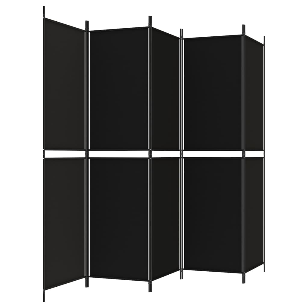 5-tlg. Paravent Schwarz 250x200 cm Stoff