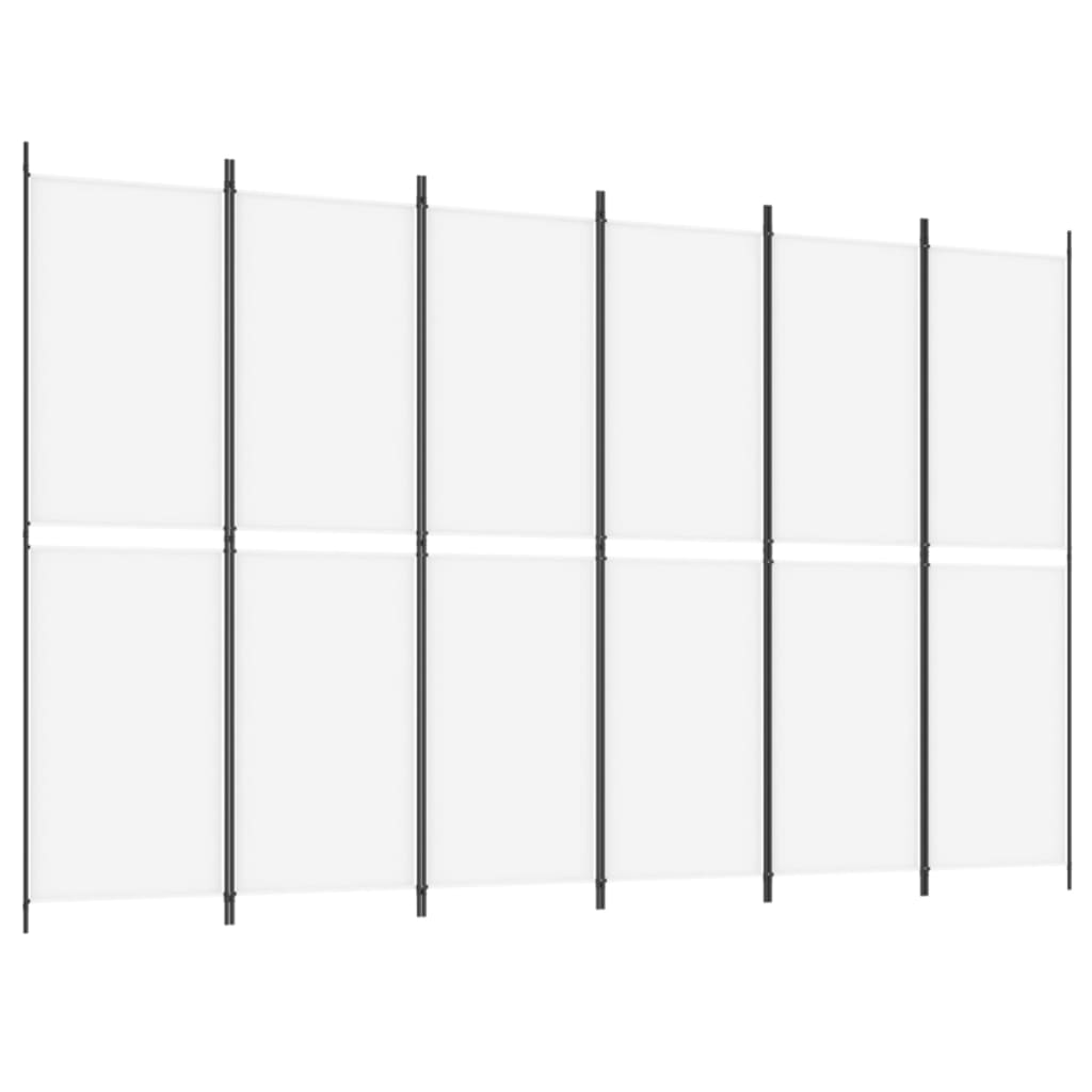 6-tlg. Paravent Weiß 300x200 cm Stoff