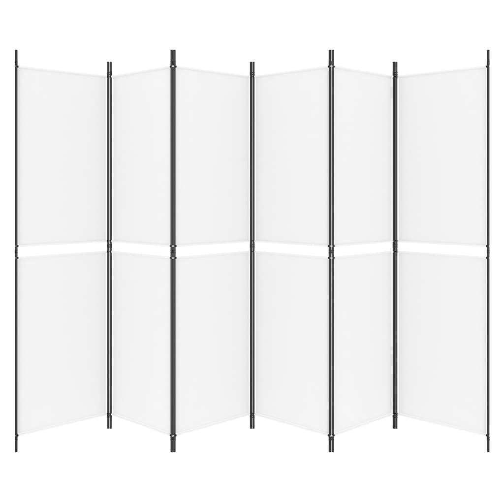 6-tlg. Paravent Weiß 300x200 cm Stoff