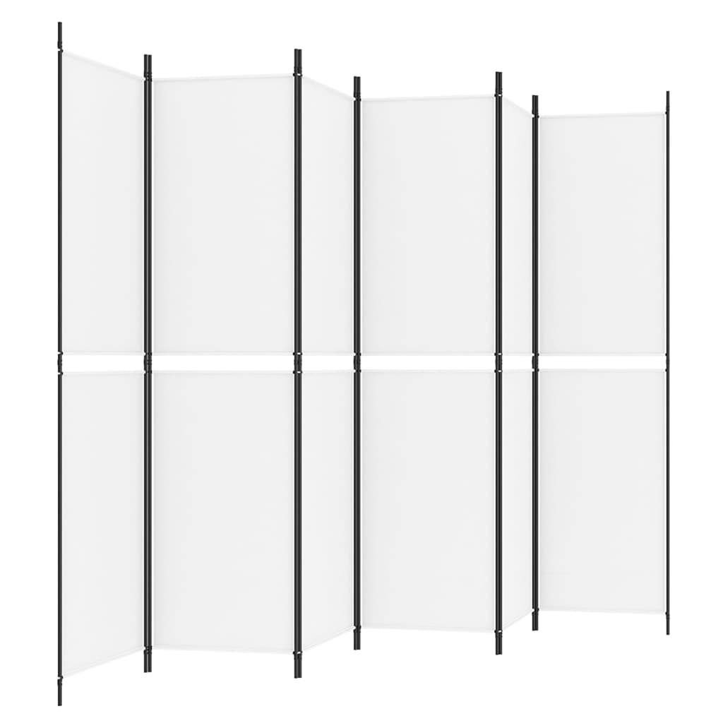 6-tlg. Paravent Weiß 300x200 cm Stoff