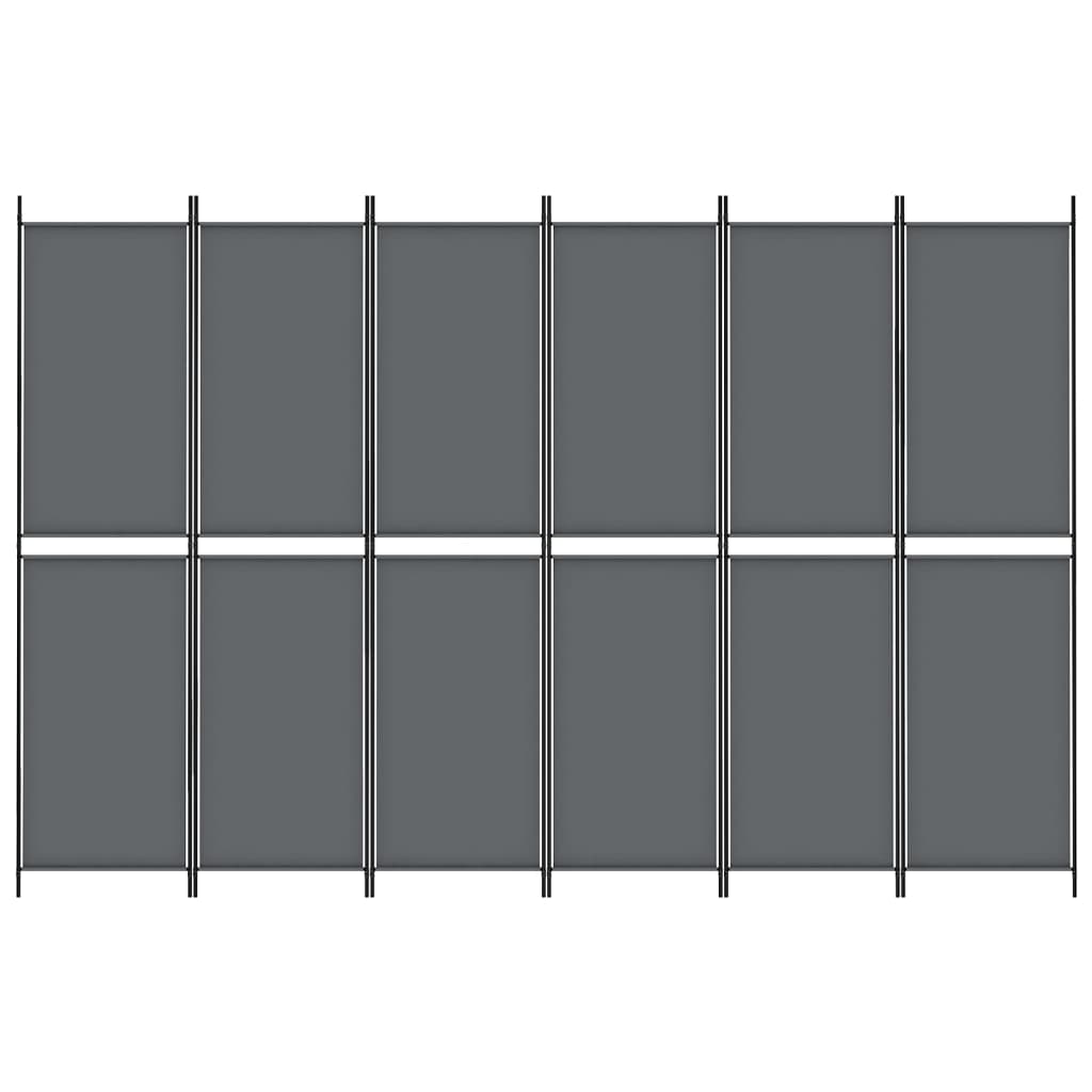 6-tlg. Paravent Anthrazit 300x200 cm Stoff