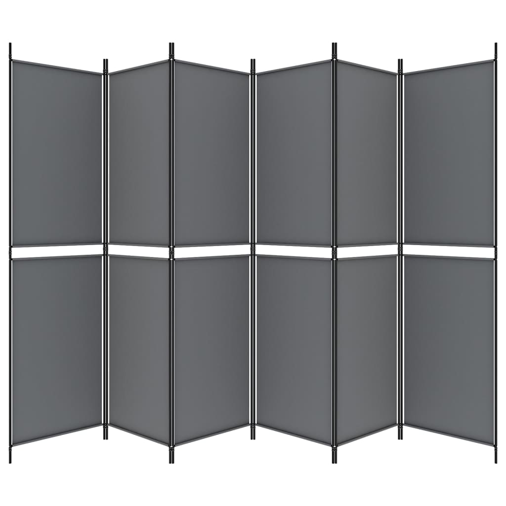 6-tlg. Paravent Anthrazit 300x200 cm Stoff