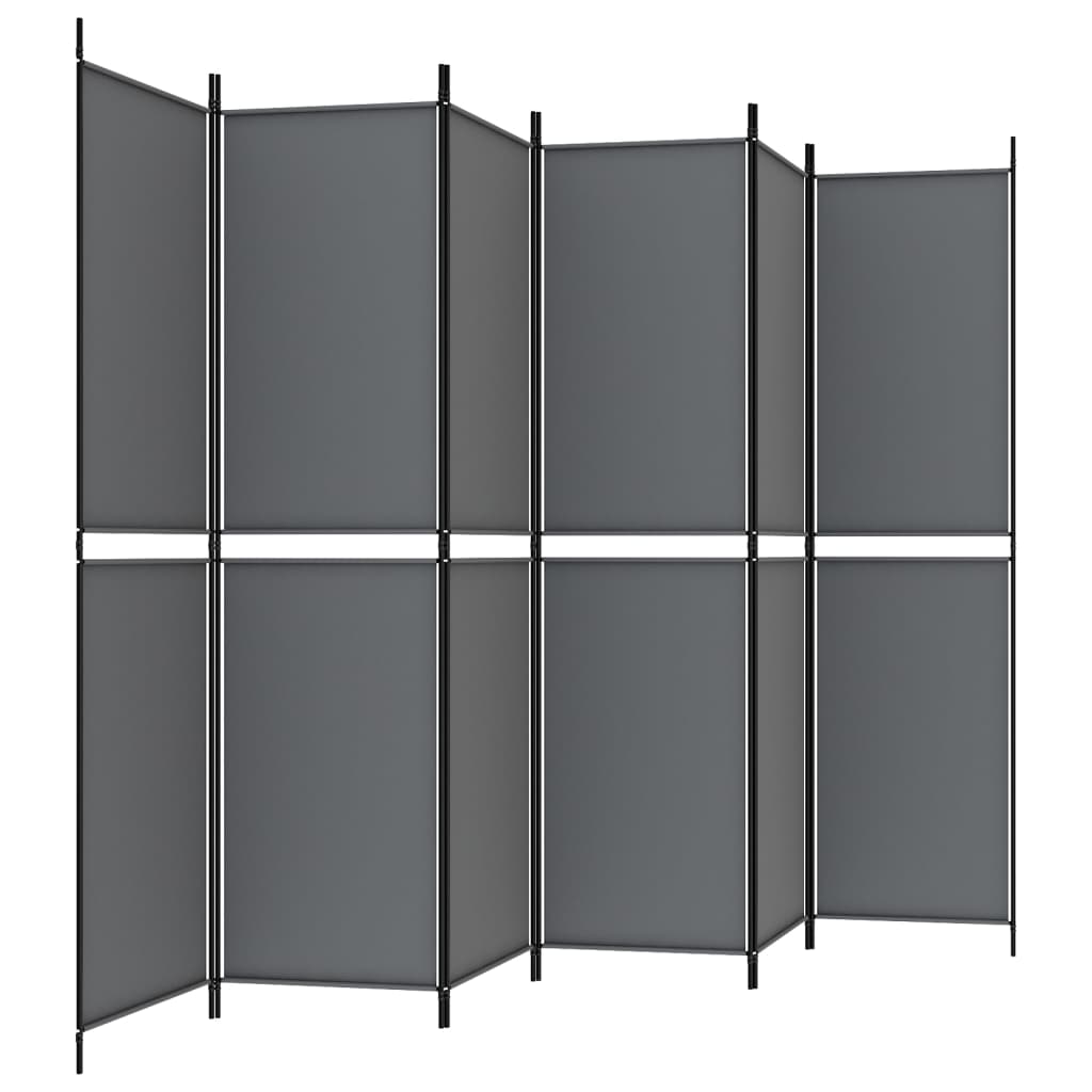 6-tlg. Paravent Anthrazit 300x200 cm Stoff