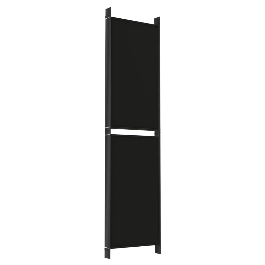 6-tlg. Paravent Schwarz 300x200 cm Stoff