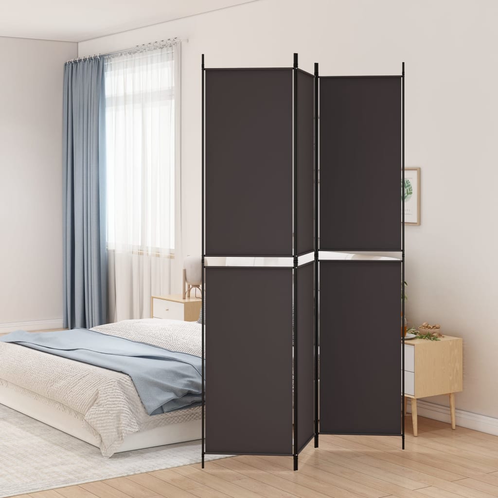 3-tlg. Paravent Braun 150x220 cm Stoff