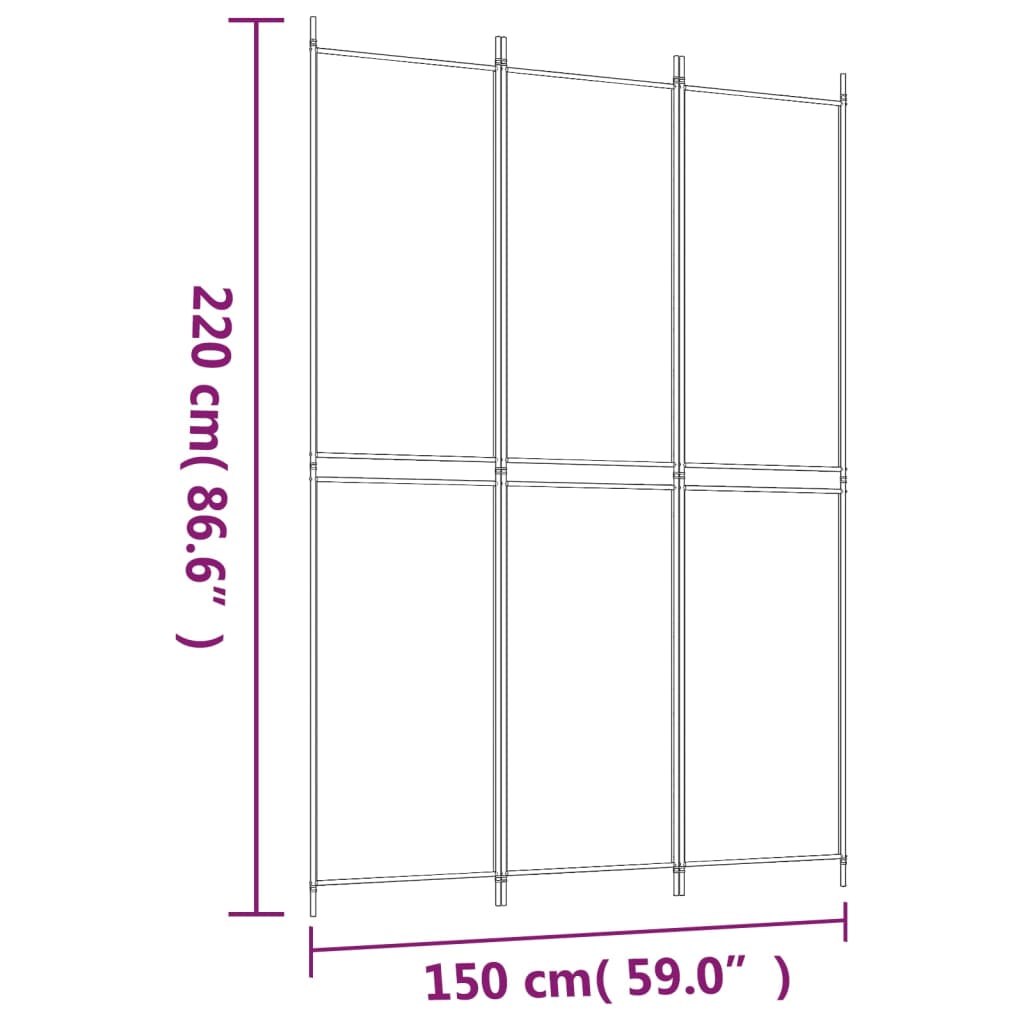 3-tlg. Paravent Anthrazit 150x220 cm Stoff