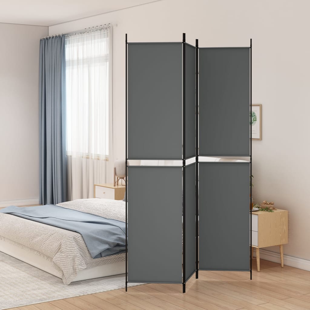 3-tlg. Paravent Anthrazit 150x220 cm Stoff
