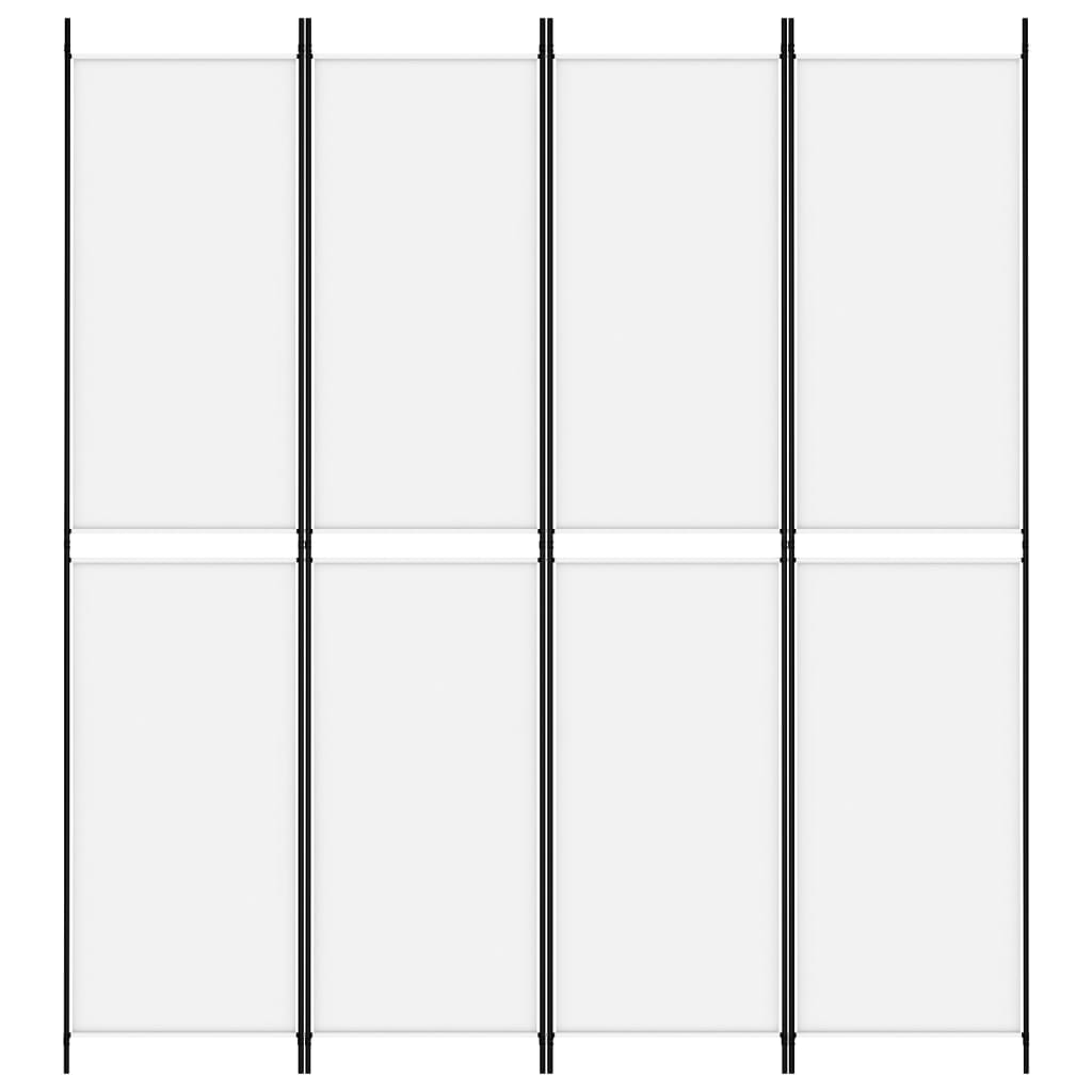 4-tlg. Paravent Weiß 200x220 cm Stoff