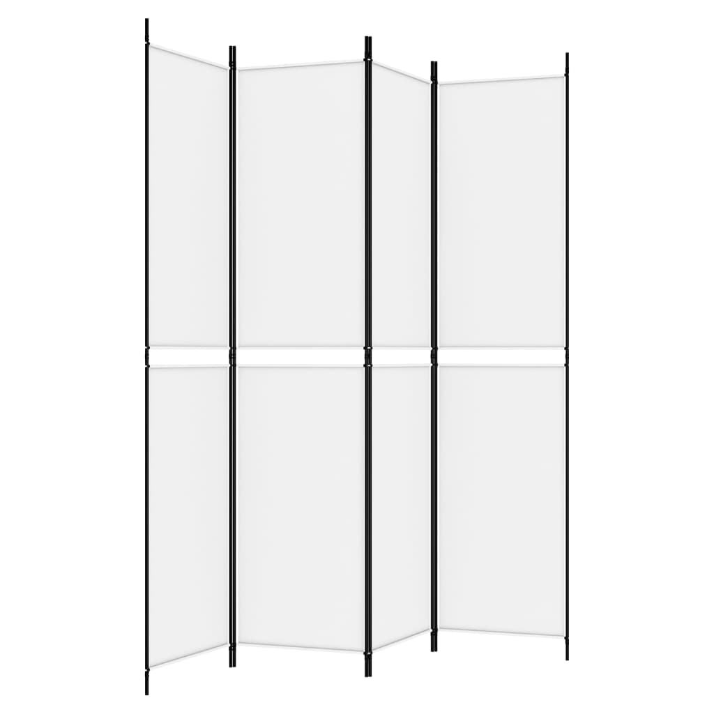4-tlg. Paravent Weiß 200x220 cm Stoff