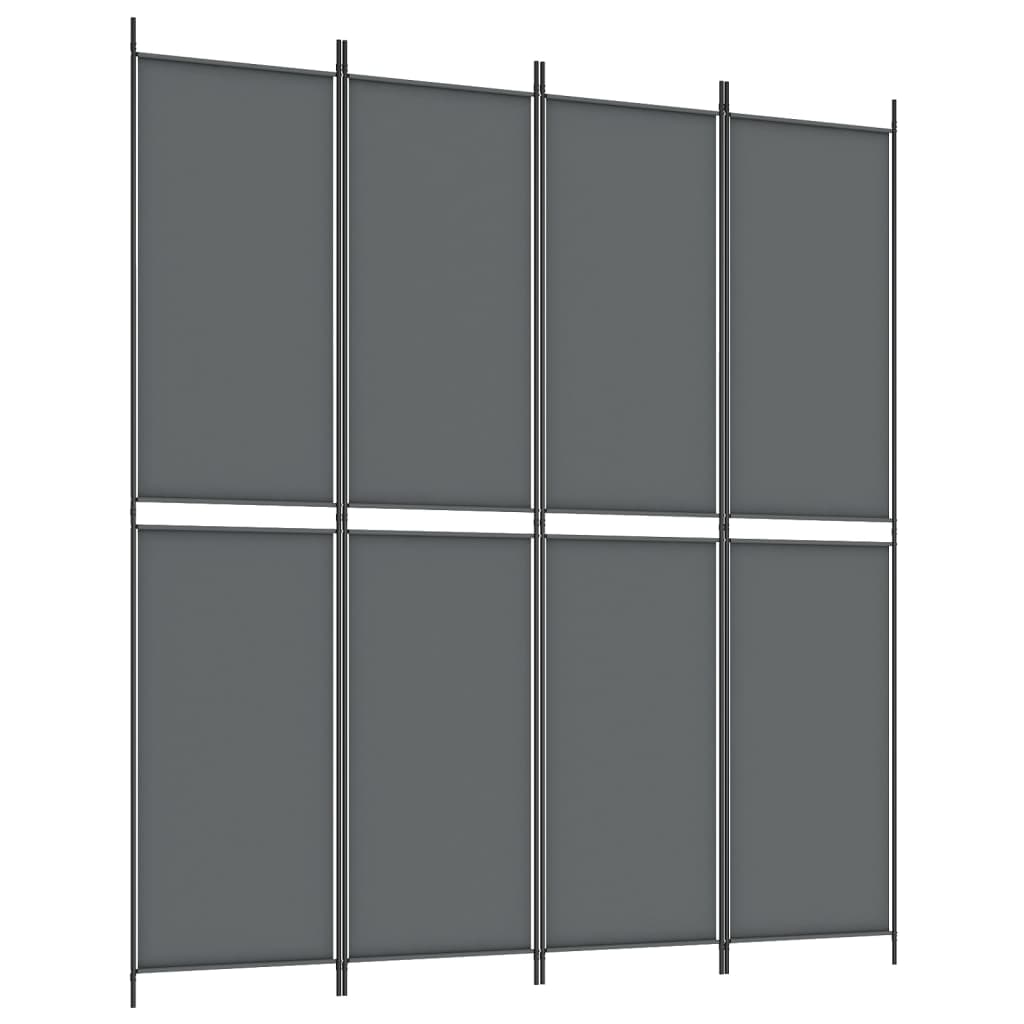 4-tlg. Paravent Anthrazit 200x220 cm Stoff