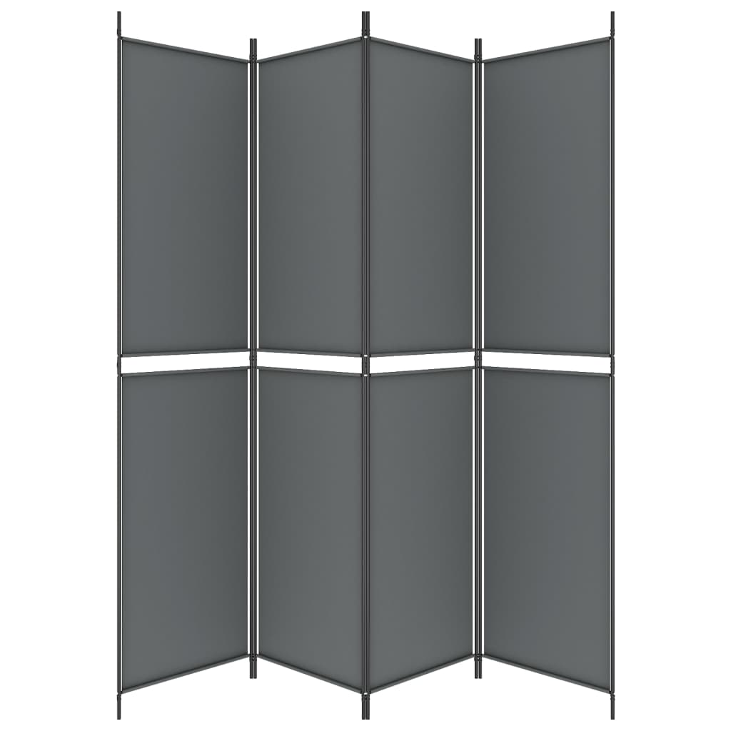 4-tlg. Paravent Anthrazit 200x220 cm Stoff