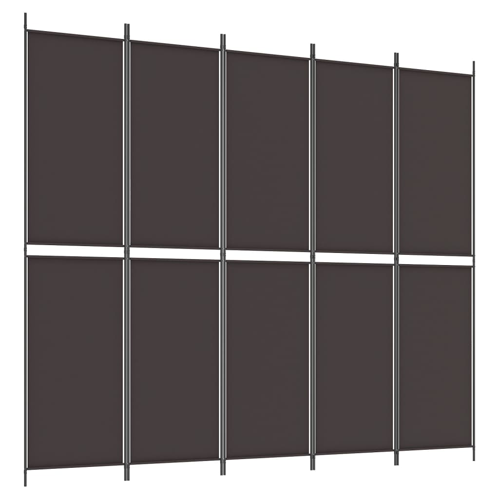 5-tlg. Paravent Braun 250x220 cm Stoff