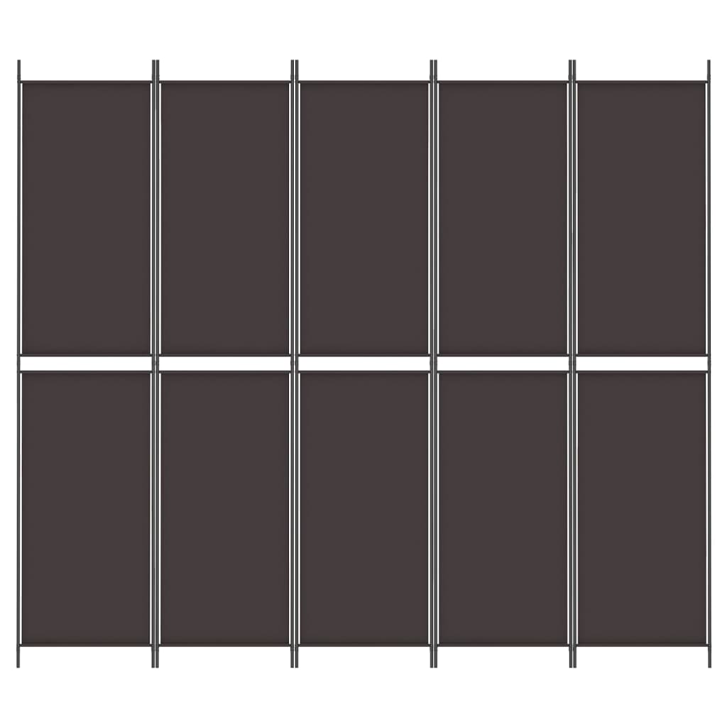 5-tlg. Paravent Braun 250x220 cm Stoff