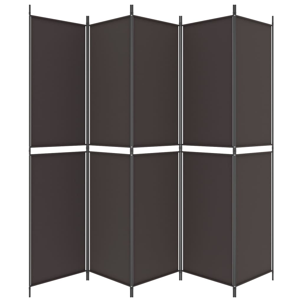 5-tlg. Paravent Braun 250x220 cm Stoff