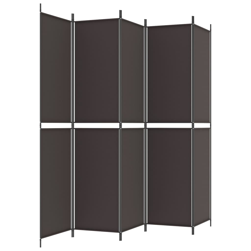 5-tlg. Paravent Braun 250x220 cm Stoff