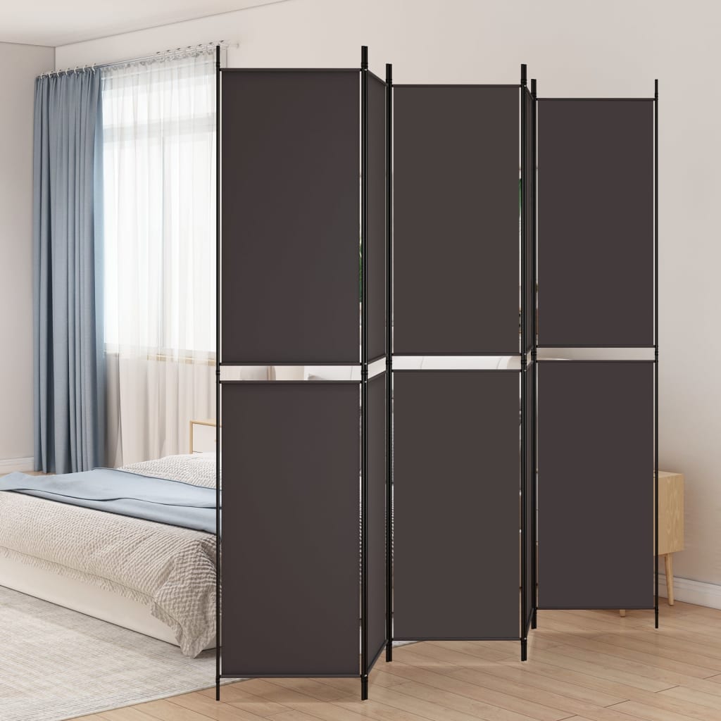 5-tlg. Paravent Braun 250x220 cm Stoff