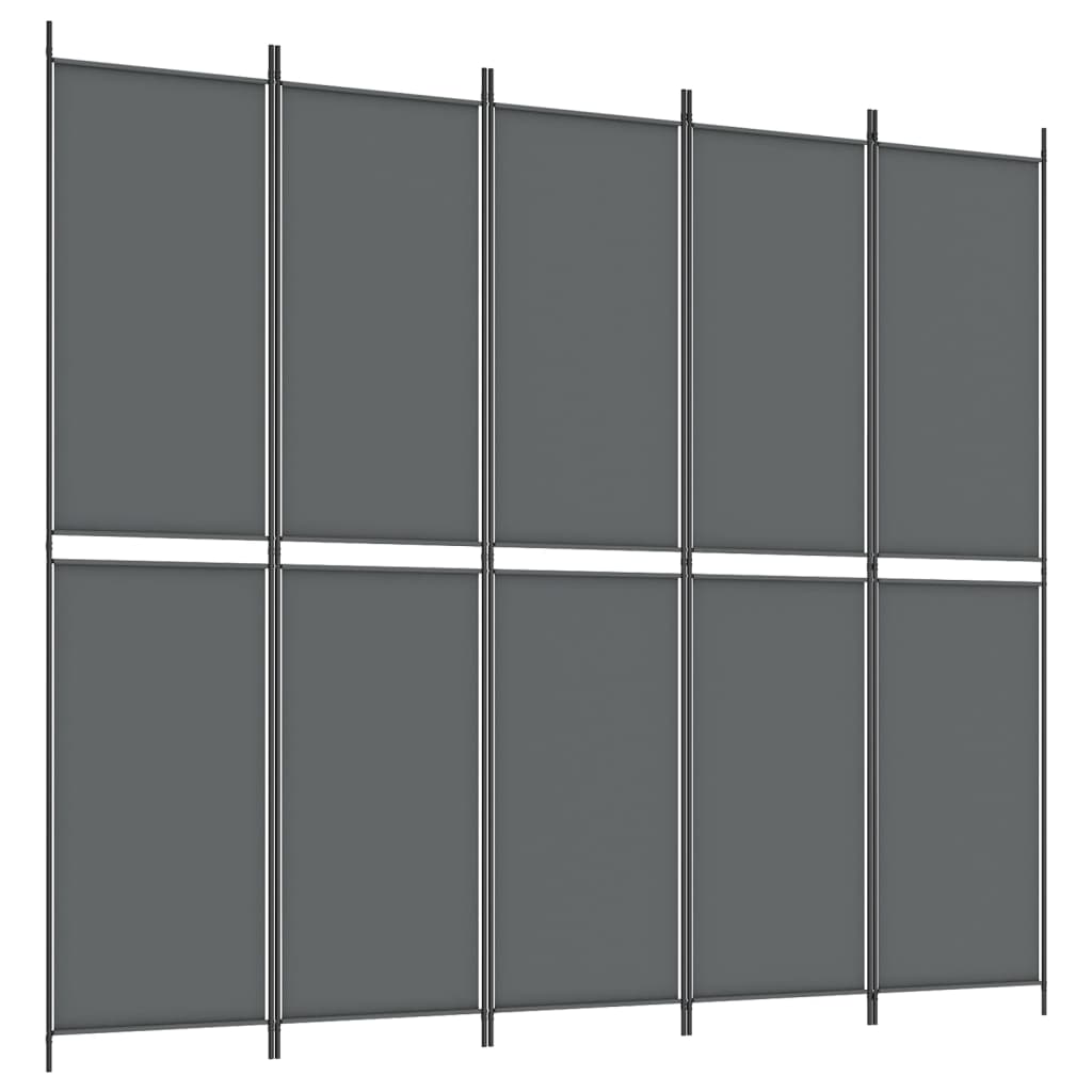 5-tlg. Paravent Anthrazit 250x220 cm Stoff