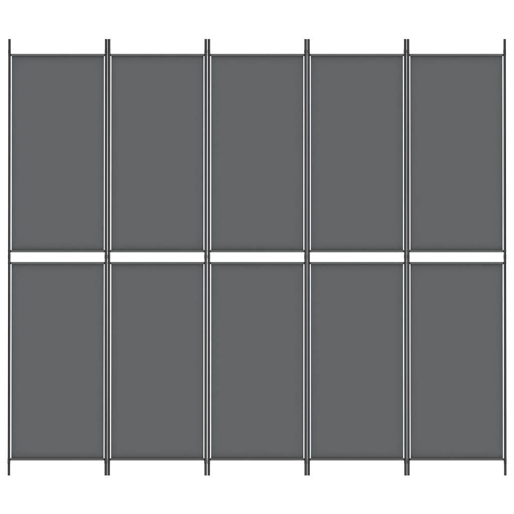 5-tlg. Paravent Anthrazit 250x220 cm Stoff